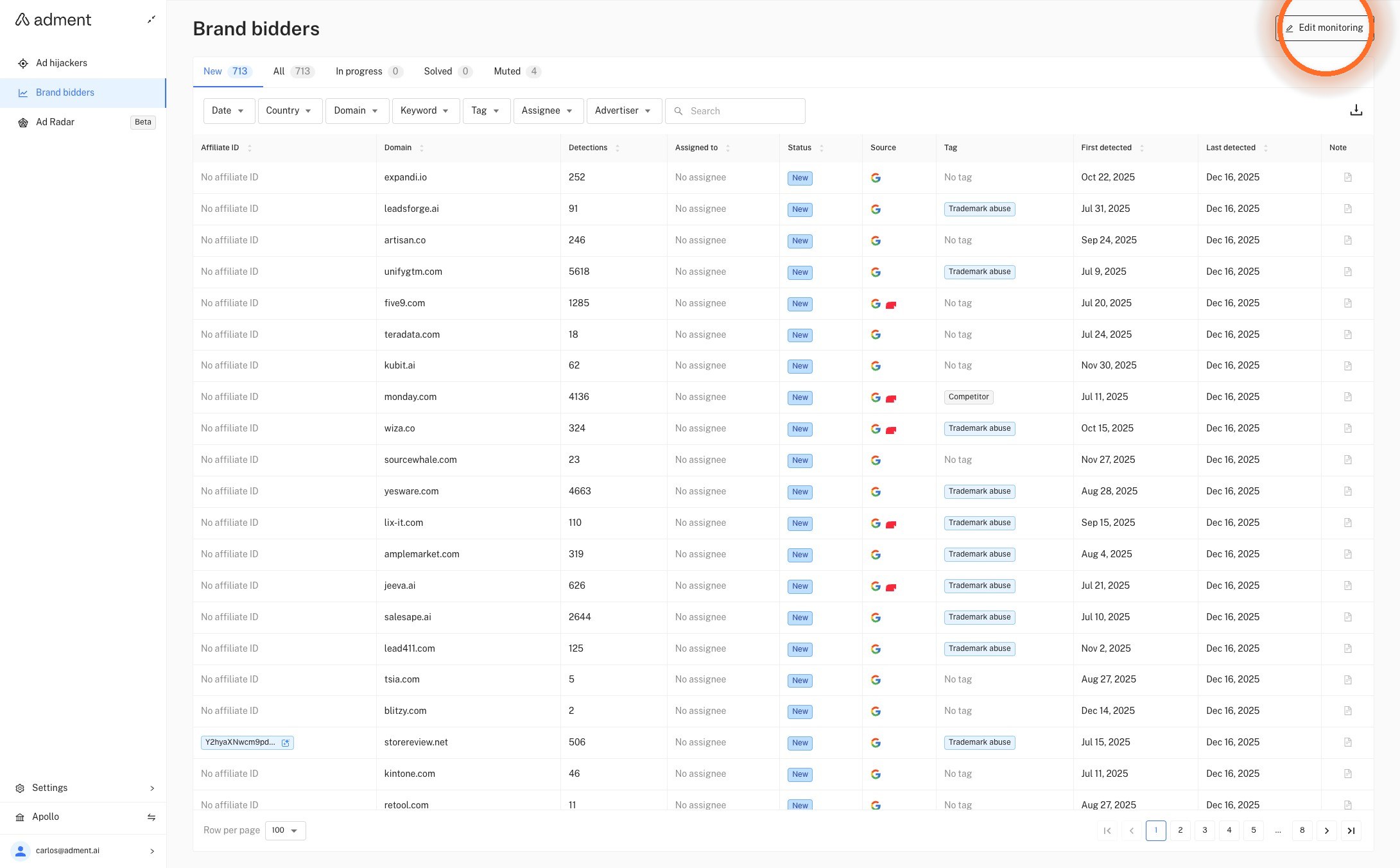 Click "Edit monitoring"