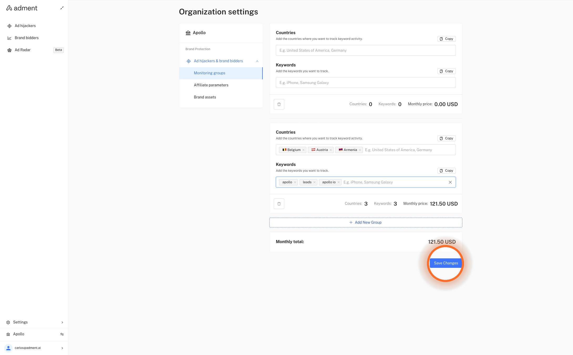 Review pricing and save. You can also add more monitoring groups if needed