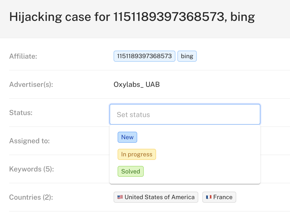 Changing case status