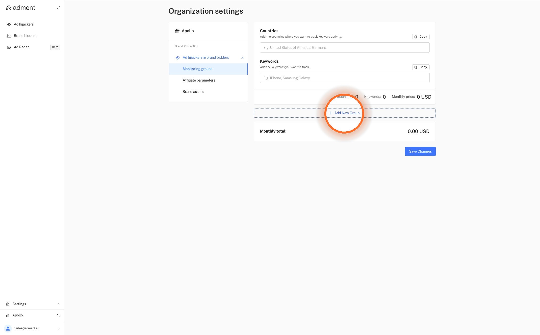 Click "Add New Group" if you want a separate group. You can also edit an existing group instead.